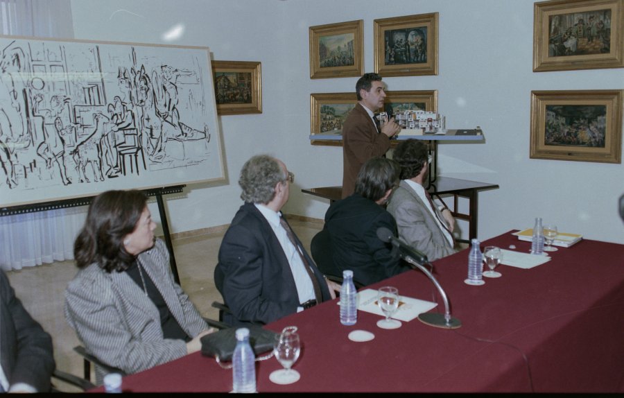 Reportaje fotográfico de la rueda de prensa y posterior acto institucional de colocación de la primera piedra de la Biblioteca Regional de Murcia